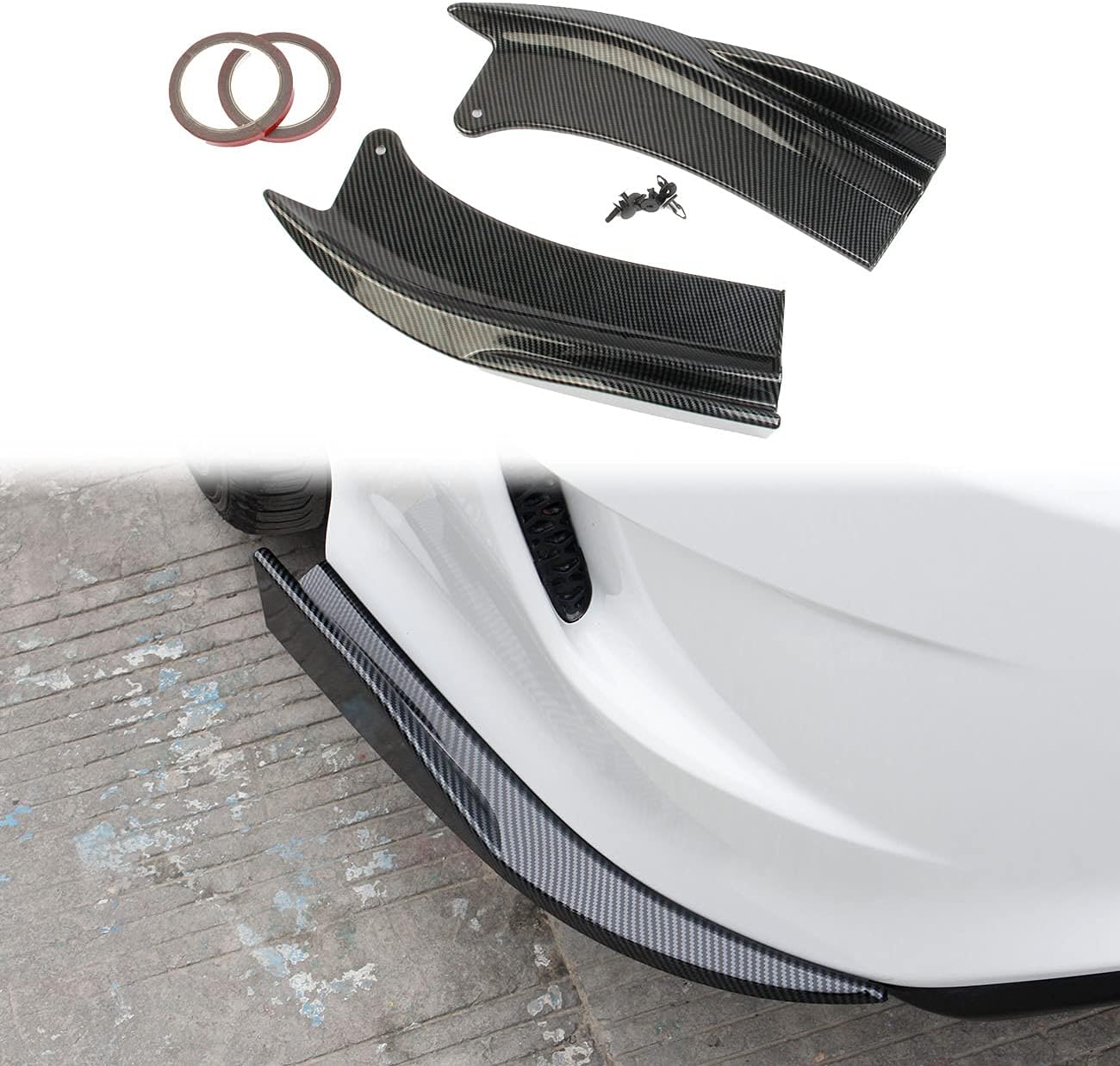 crosselec Car Rear Bumper Spoiler Bumpers Lip Diffuser Splitter Protector for Dodge Charger 2015-2021 (Black Carbon Fiber)