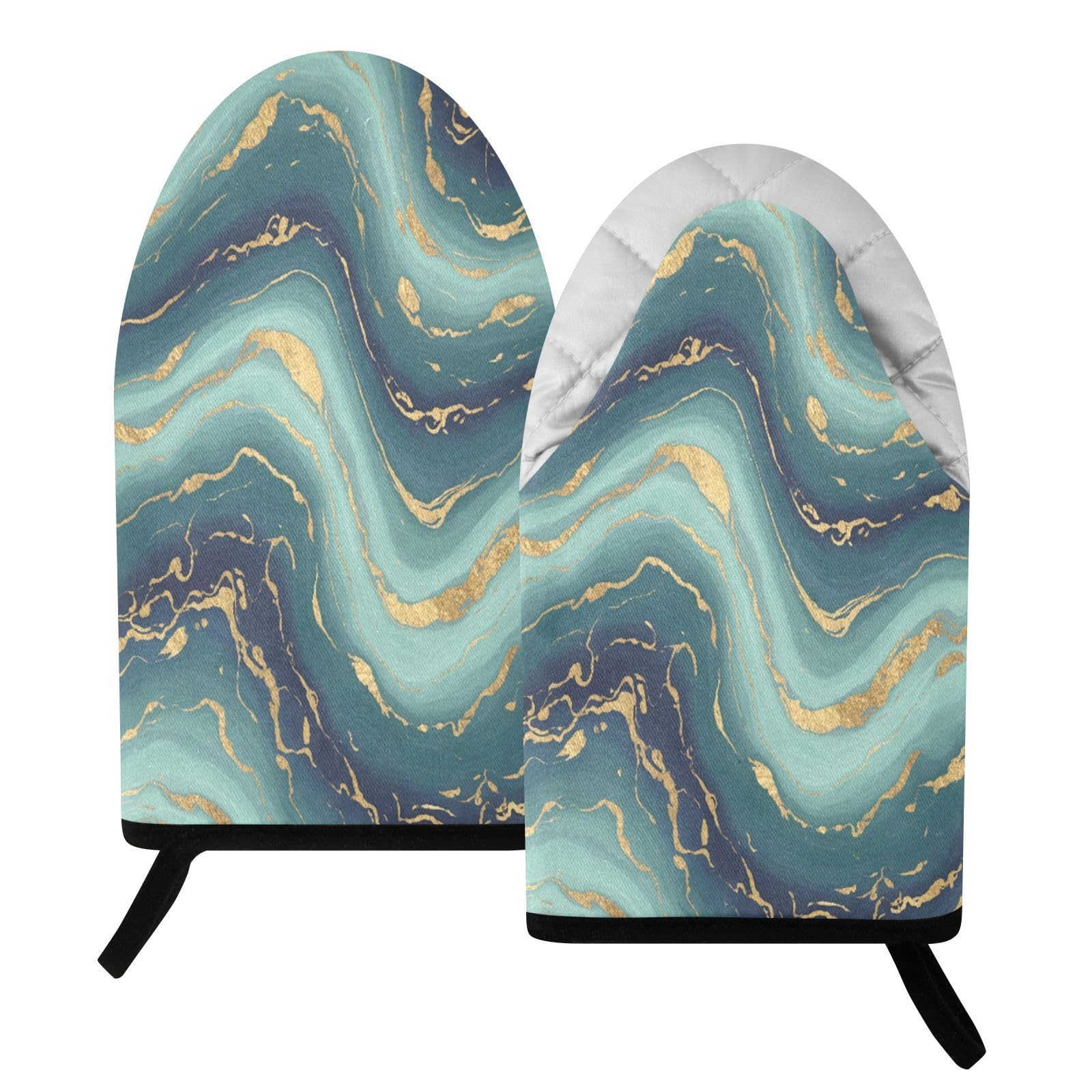 BURSTDDY Marble Oven Mitt,Heat Resistant Kitchen Mitts for Cooking
