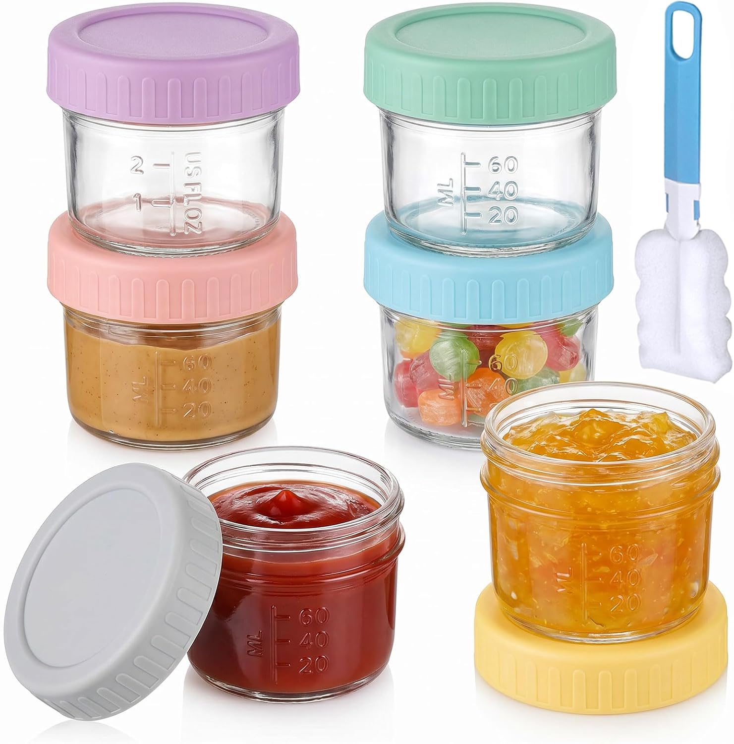 4oz Glass Jars with Lids Salad Dressing Container To Go Small Clear Glass containers for Wedding Favors Crafts Food Sample Storage Sauce Dressing Spice Jars 6 Pack