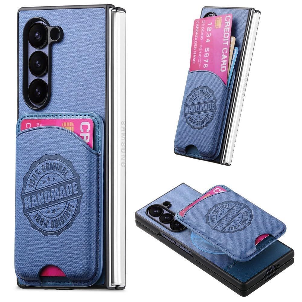 Generic Custodia compatibile con Samsung Galaxy Z Fold 5 (colore: blu) 2 in 1 custodia magnetica staccabile in tela rigida flip back