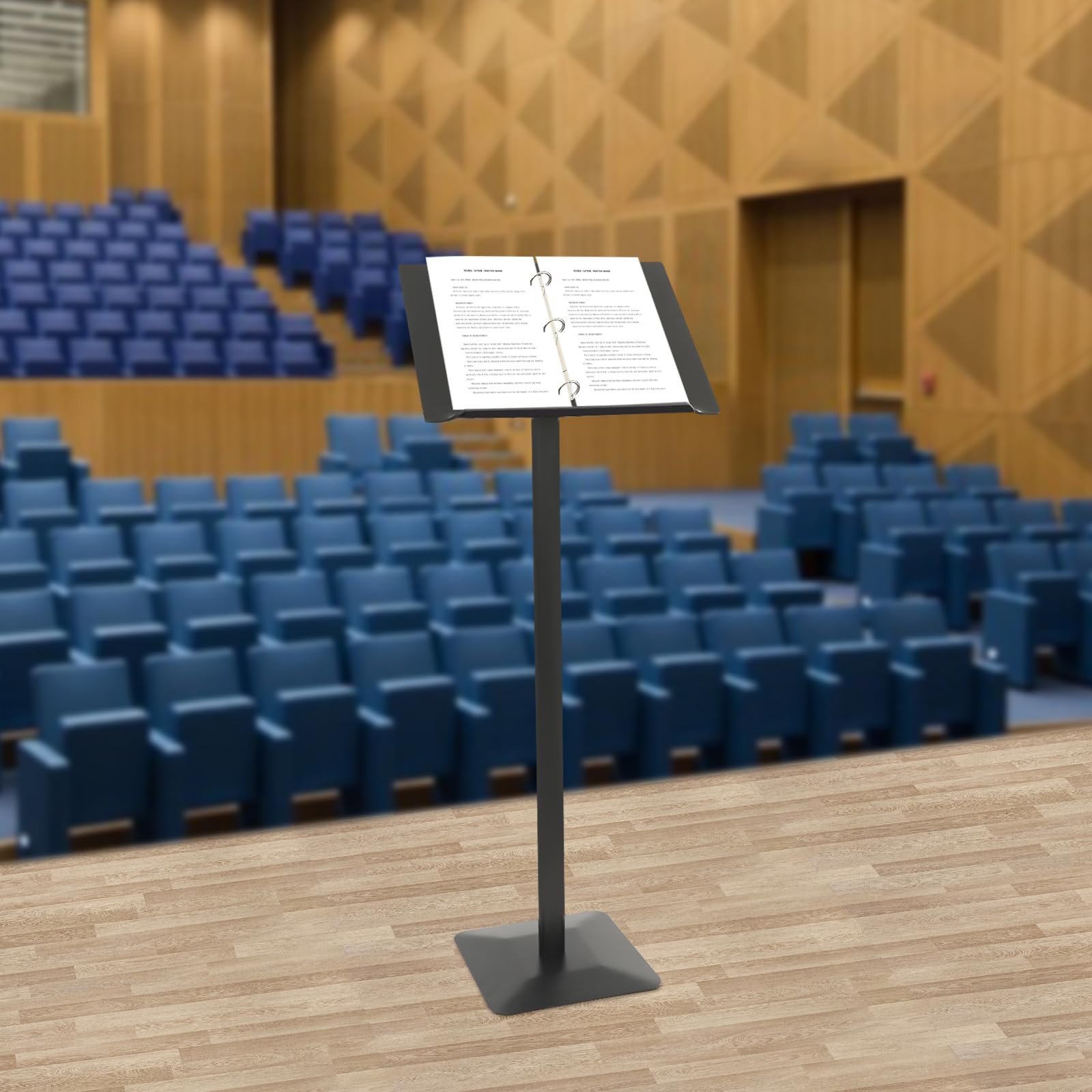 Soporte de información con base firme antideslizante que evita el deslizamiento, soporte de metal ajustable, adecuado para menús, carteles y anuncios. Dimensiones: 49 x 35 cm