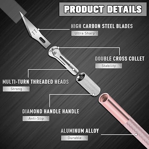 Vista 54 de DIYSELF Paquete de 2 cuchillos Exacto para manualidades, cuchillo de precisión Exacto, cuchillo de pasatiempo para modelos, cuchillo de manualidades