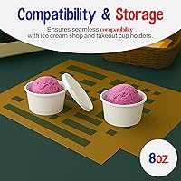 Vista 2 de MT Products Vasos de sopa de papel blanco con tapas de papel ventiladas de 8 onzas – 20 tazas y 20 tapas – Vasos desechables para helado o cuencos