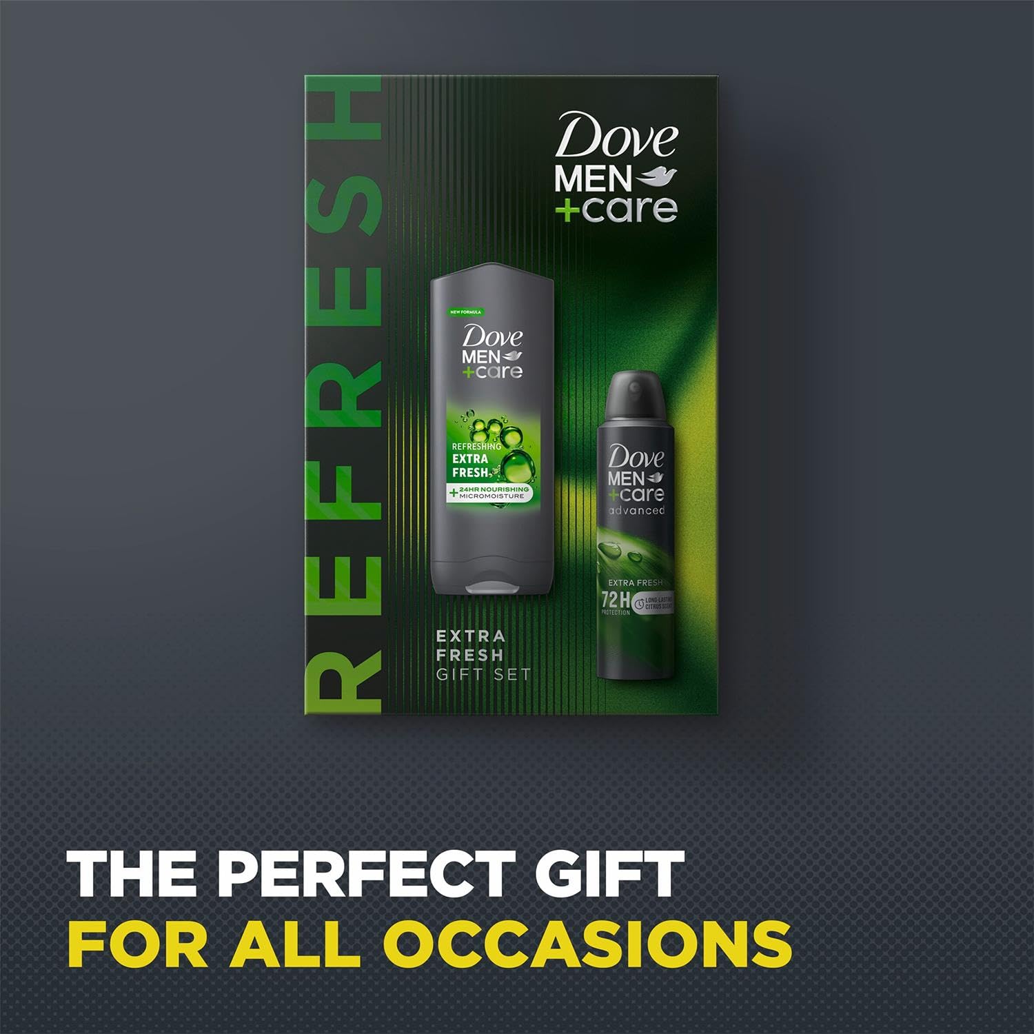 Dove Men+Care Refresh Extra Fresh 3-in-1 Hair, Face & Body Wash and Advanced 72H Protection Antiperspirant 2 Pieces Ready to Give Gift Set for Him - Image 3