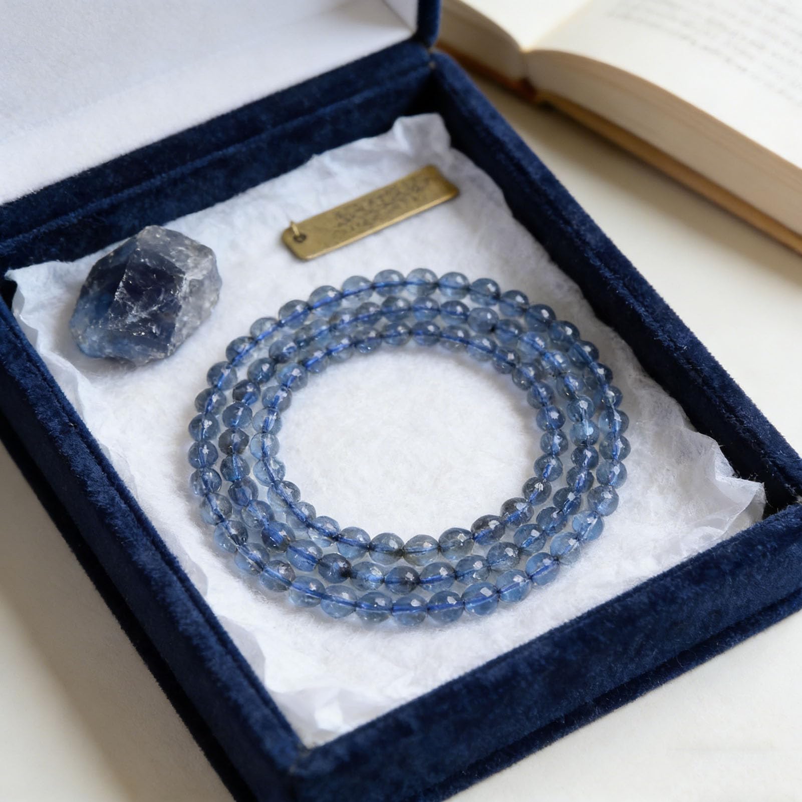 Bracciale Yoga in Pietra Acquamarina, Braccialetti Elasticizzati in Vera Pietra Bracciale con Perline di Cristallo Azzurro per Pace e chiarezza, Gioielli Elastici Regolabili,7MM