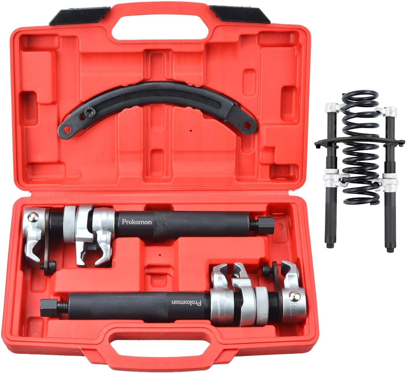 Prokomon Heavy Duty Coil Spring Compressor Tool; 3 Pieces Macpherson Strut Spring Compressor Tool with Jaws and Holder; Max Load 2645 Pounds