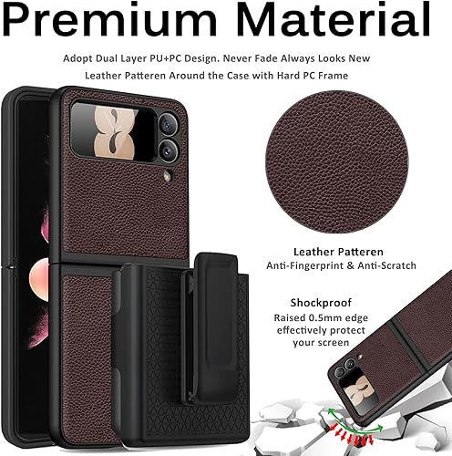 Miniatura 3 de Miimall Funda compatible con Samsung Galaxy Z Flip 3 5G, con clip para cinturón, delgada, resistente, funda protectora para la cadera para Galaxy Z