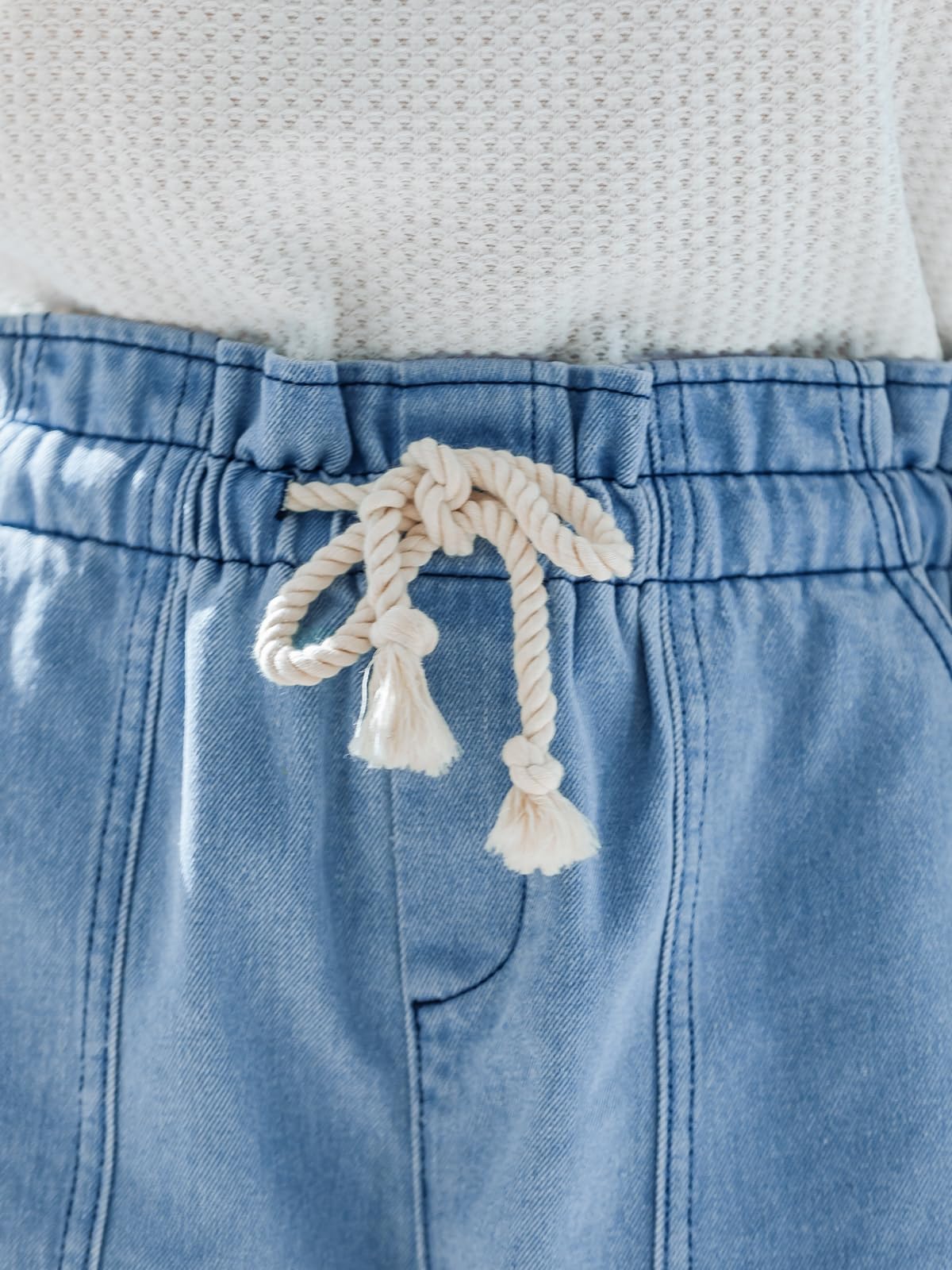 CUPSHE Jeans da donna, estivi, a vita alta, con coulisse, casual, morbidi, con tasche