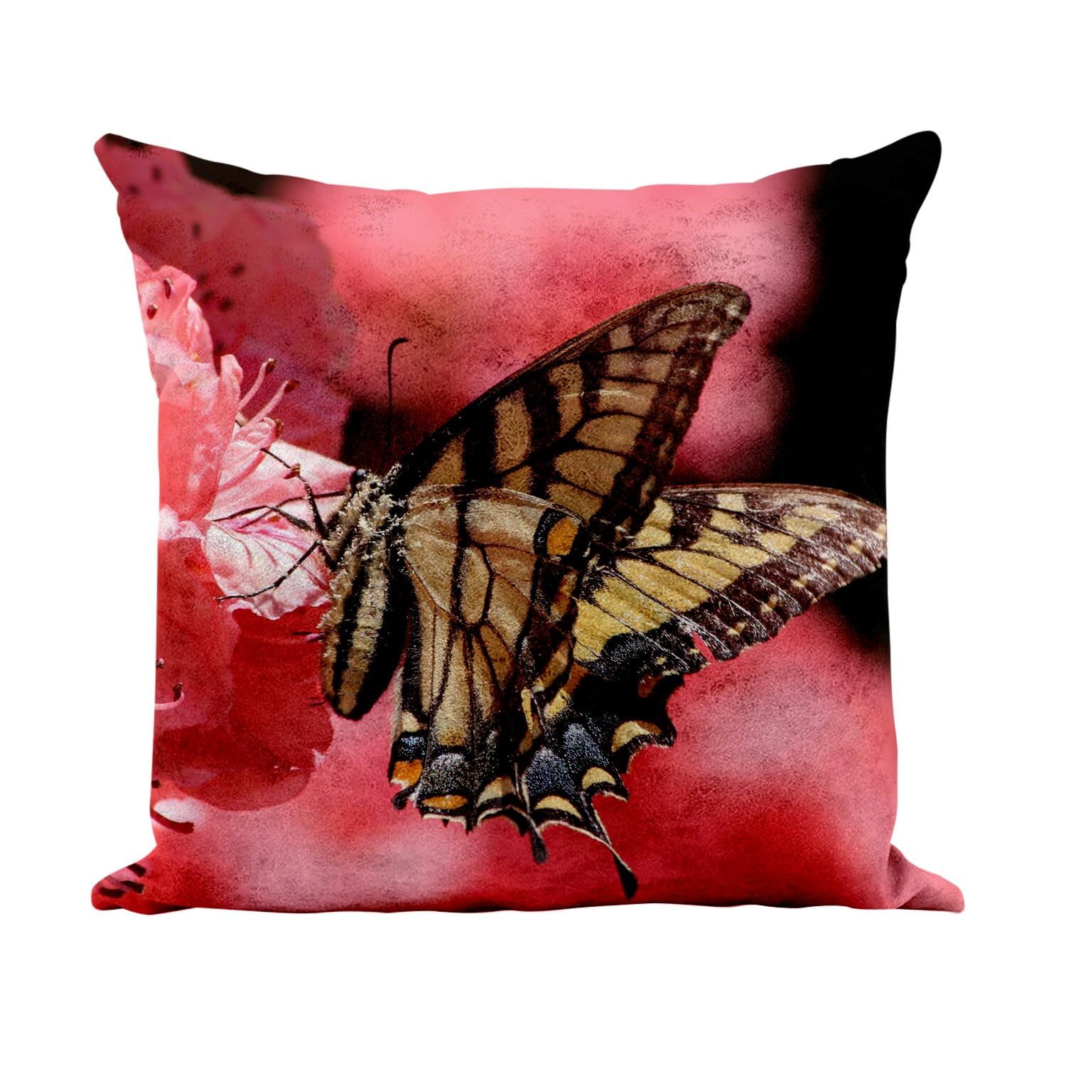 Coussin d'animaux similicuir blanc anti-tache motif papillon tigré