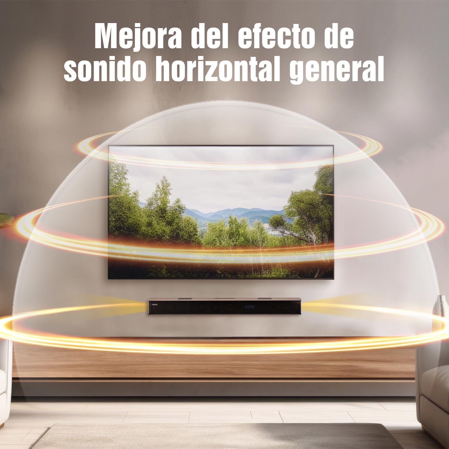 Hiwill Barra de Sonido Dolby Atmos 5.2.2ch de Madera, Barra de Sonido Todo en uno para Smart TV con Doble subwoofer Incorporado, Sistema de Sonido Envolvente de 400W para Altavoz de TV, WoNoble A502