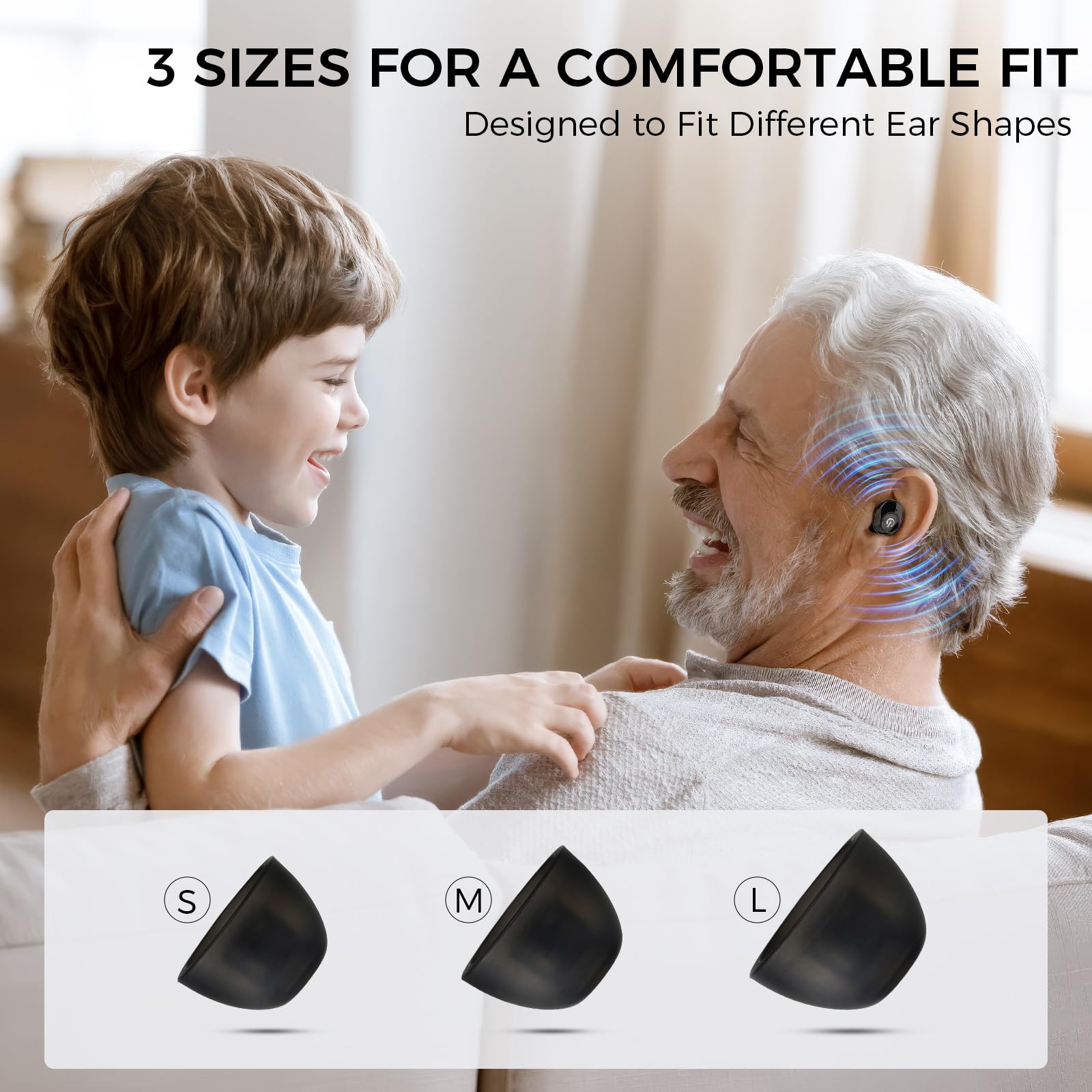 Rechargeable Hearing Aids for Seniors, Invisible In-Ear Design, Digital Noise Reduction for Clear Conversations & TV, 80H Battery with Charging Case, Easy Control for Mild Hearing Loss — view 5