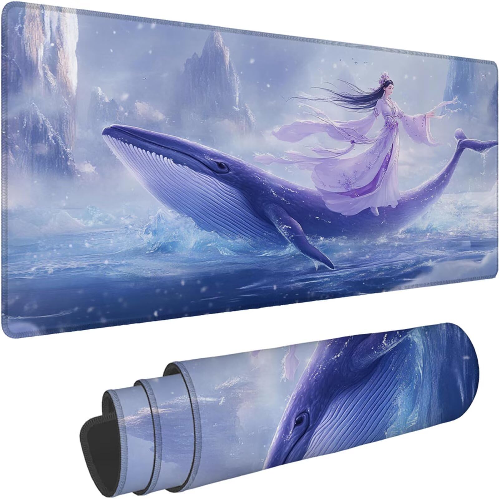 Gamingowa podkładka pod mysz 1200 x 600 x 3 mm, XXL, wodoszczelna, odporna na ścieranie, z przyszytymi krawędziami, niebieska, podkładka na biurko, poprawia prędkość i precyzję, do komputera, laptopa