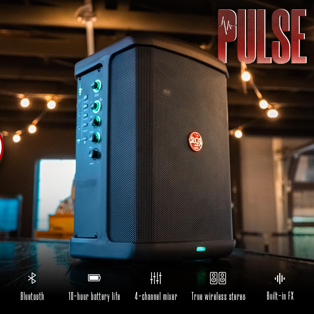PLS-1 Akku-Lautsprecher, Mikrofon, Ständer, Tasche, 20,3 cm Tieftöner, 4-K Mischpult, 10 Stunden Akku, 120 W | Hochzeiten, Karaoke, Trivia, Outdoor, Poolside | Bluetooth, True Wireless