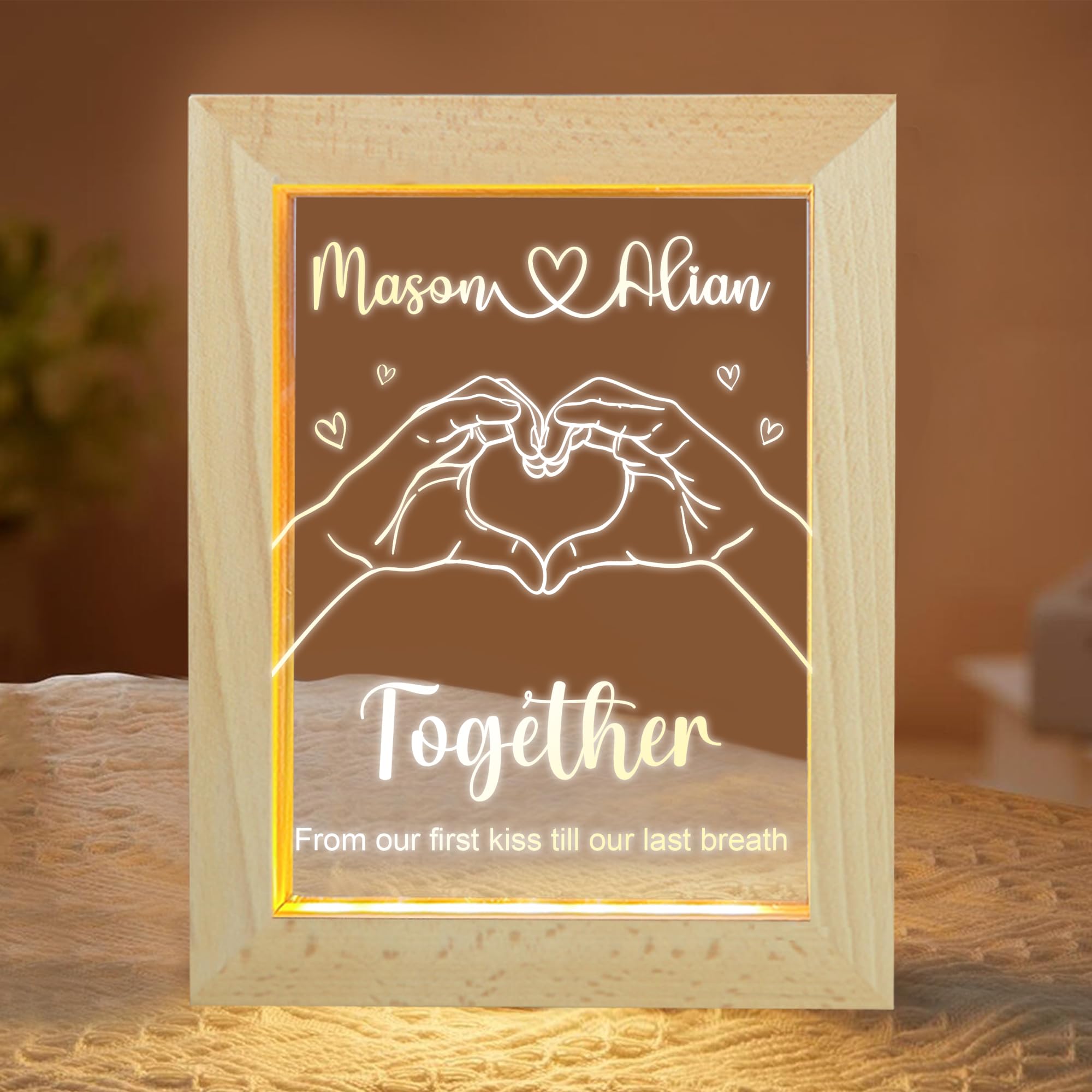 Noonative Style 8 Together From Our First Kiss Till Our Last Breath Frame Light Box,Personalized Custom Couple Frame Light Box With Name,Anniversary Valentines Day Gift For Girlfriend Boyfriend Wife Husband