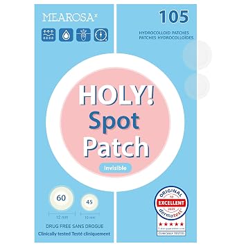 MEAROSA Pimple Patches HOLY! SPOT Patch 105 Dots, 2 Sizes Ultra Thin Invisible Hydrocolloid Pimple Patch Acne Cover, Absorbing Covers, Day & Night Blemish Patches