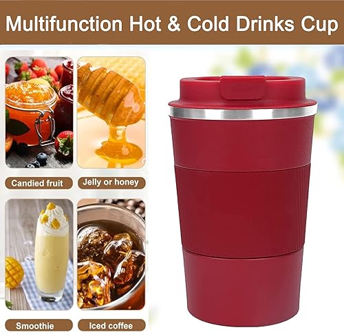 Miniatura 2 de Taza de café de 12 onzas  Taza de café de viaje aislada a prueba de derrames con tapa a prueba de fugas de acero inoxidable al vacío, vasos de café