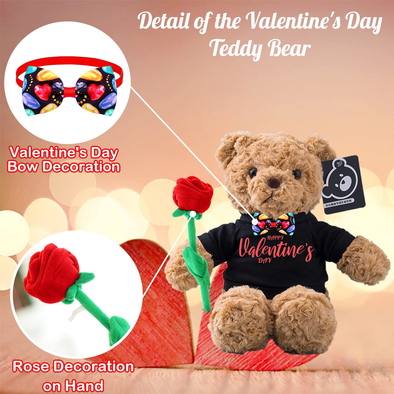 Personalized Teddy Bear 16" - Custom Text & Image Plush Stuffed Animal, Gift For Her/Him, Blue T-Shirt