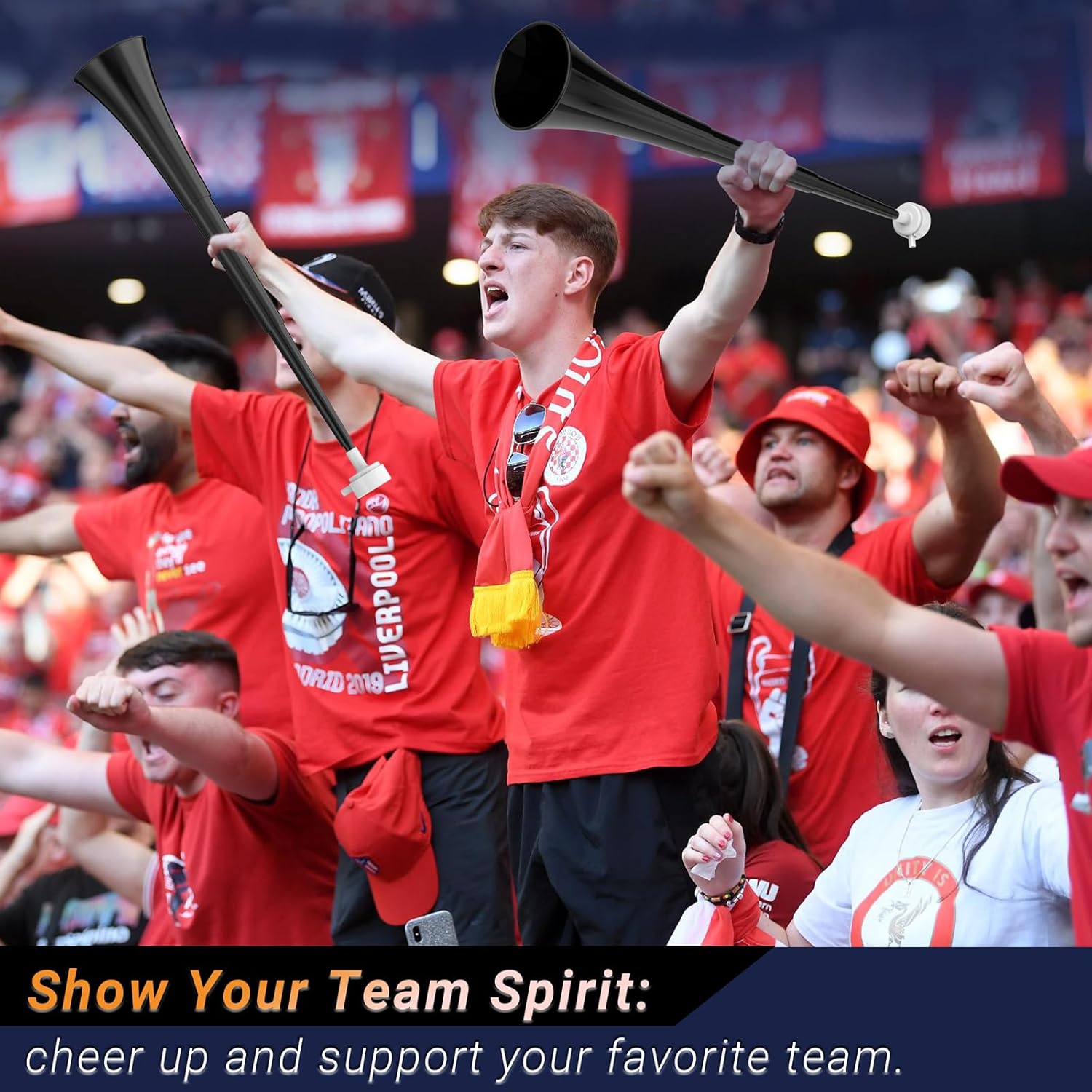 Collapsible Stadium Horn 24 Inch Vuvuzela Plastic Trumpet Blow Horn Noisemakers Loud Sound Soccer Horns for Sporting Events Graduation Games School Party Supplies Favors Accessories - 4PCS