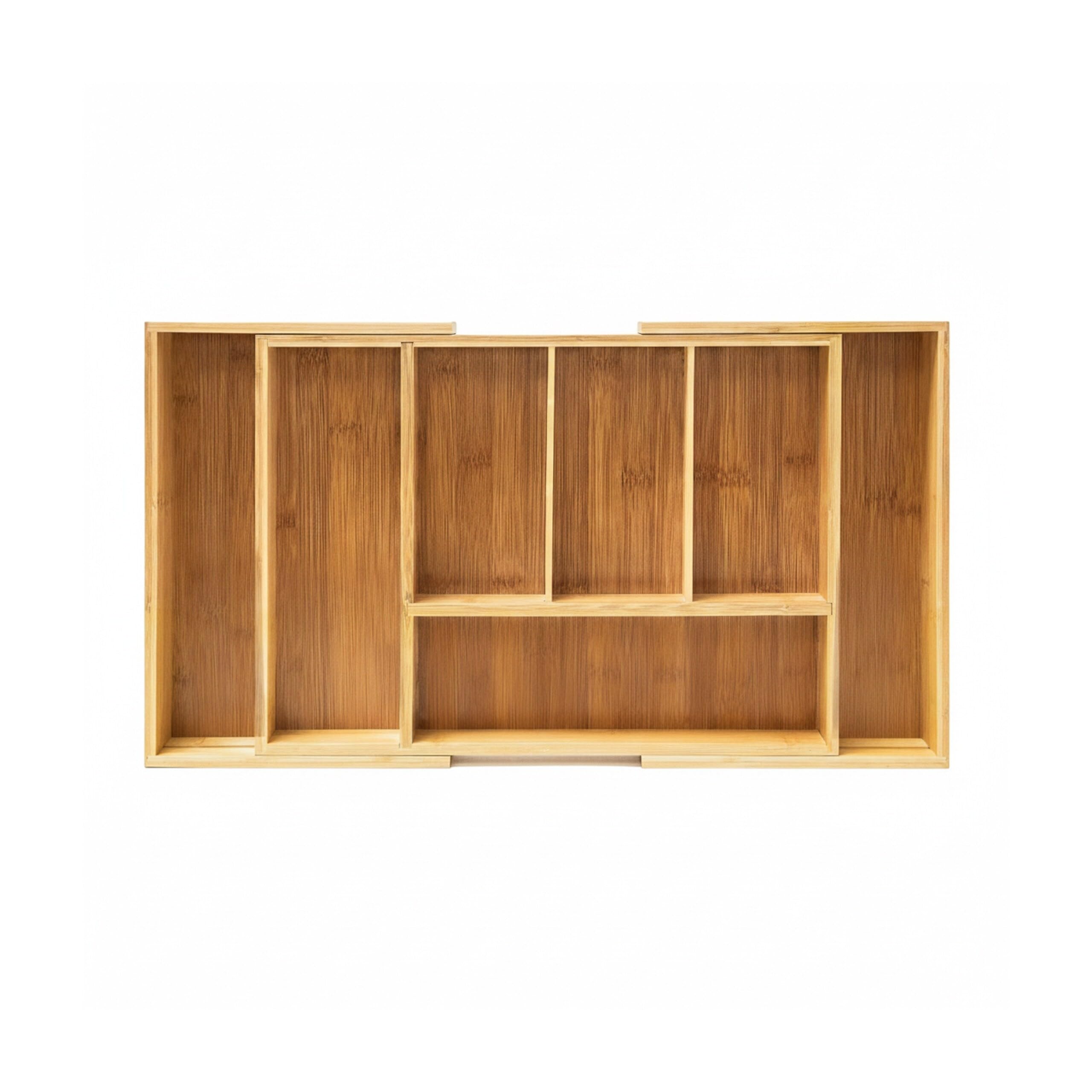 Relaxdays Portaposate estensibile HBT 5 x 48,5 x 28 cm, inserto per posate in bambù con 5-7 scomparti come organizer da cucina e inserto per cassetti, portaposate di facile manutenzione per tutti i cassetti, naturale
