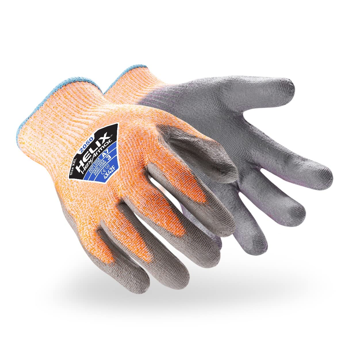 HexArmor Cut-Resistant Abrasion-Resistant Polyurethane Palm Knit Work Gloves | Helix® 2050 | 2X-Small