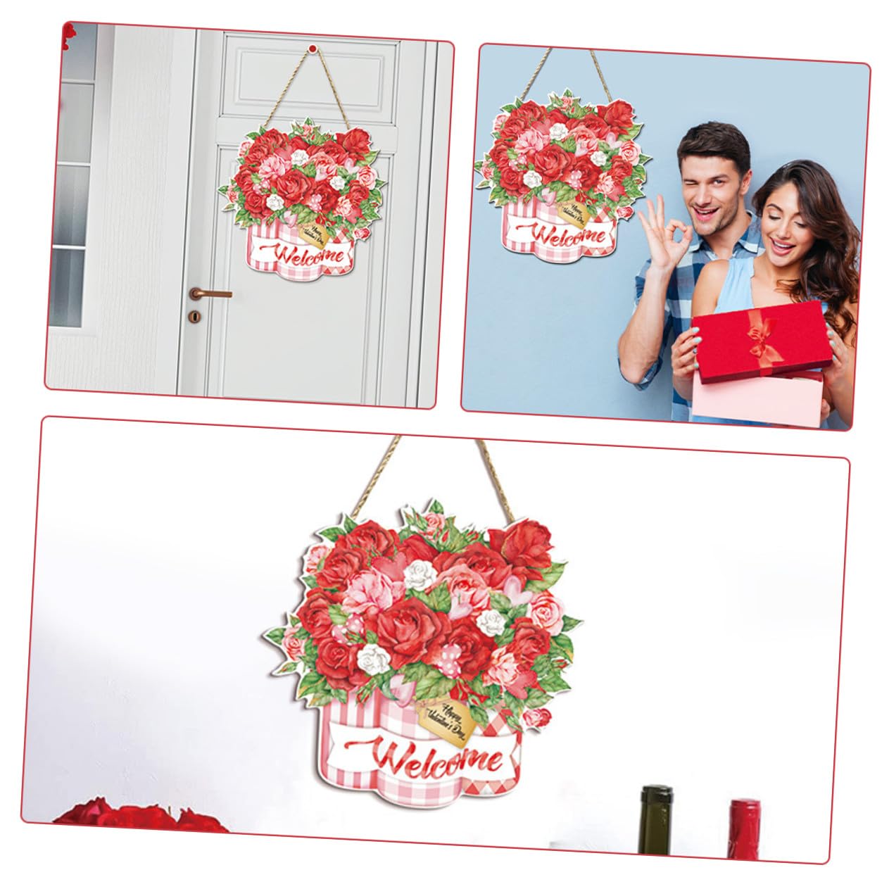 2 Piezas Puerta De Madera Para San Valentín Letreros De Madera Para Colgar Decoración De Pared Para Puerta De Entrada Para Fiesta De San Valentín