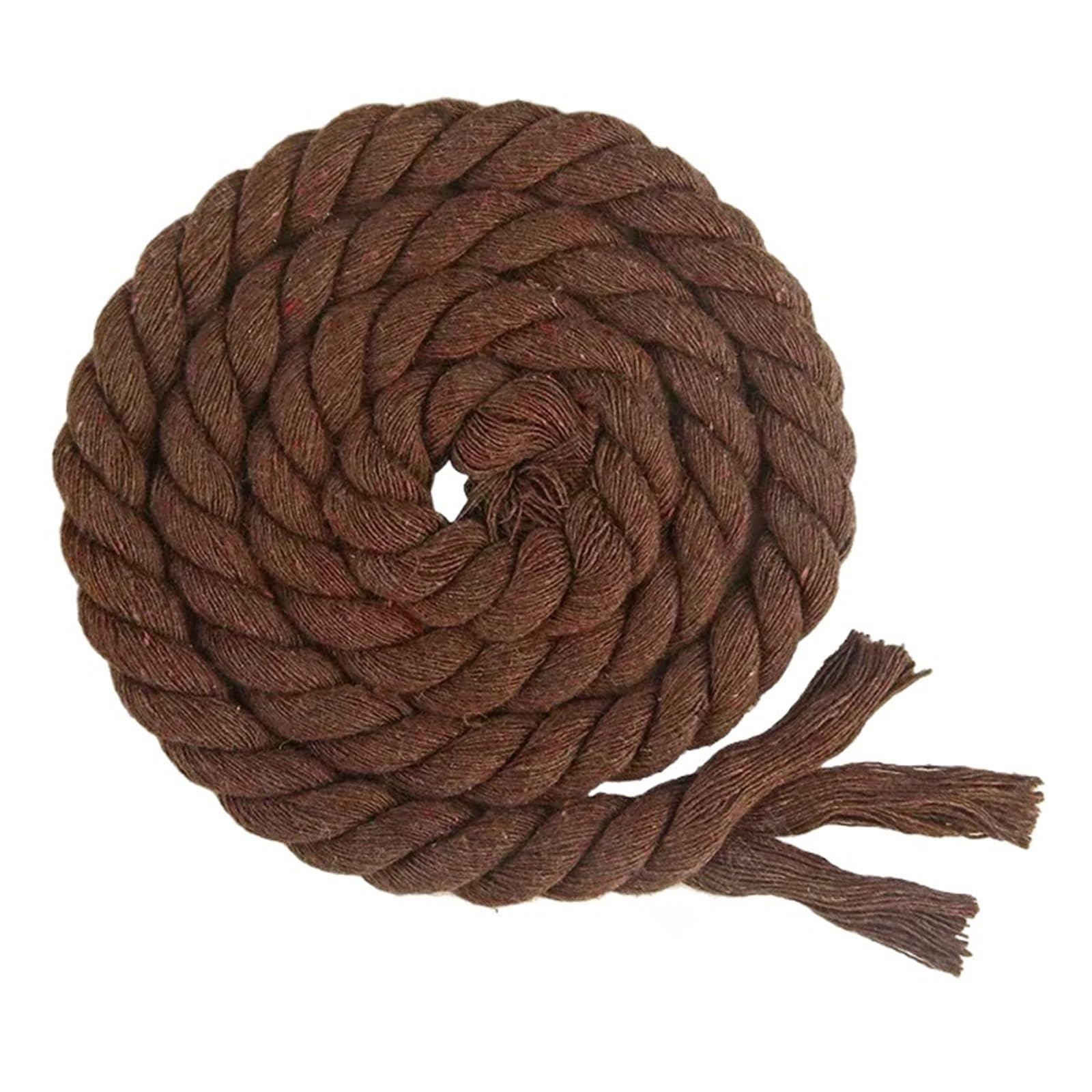Cotton Macrame Cord 5Meters 5-20mm 3 Shares Twisted Cotton Rope Bag Knapsack Braided Cord DIY Craft Dark Decoration Macrame Ropes Cords Material(Coffee,20mm-5Meters)
