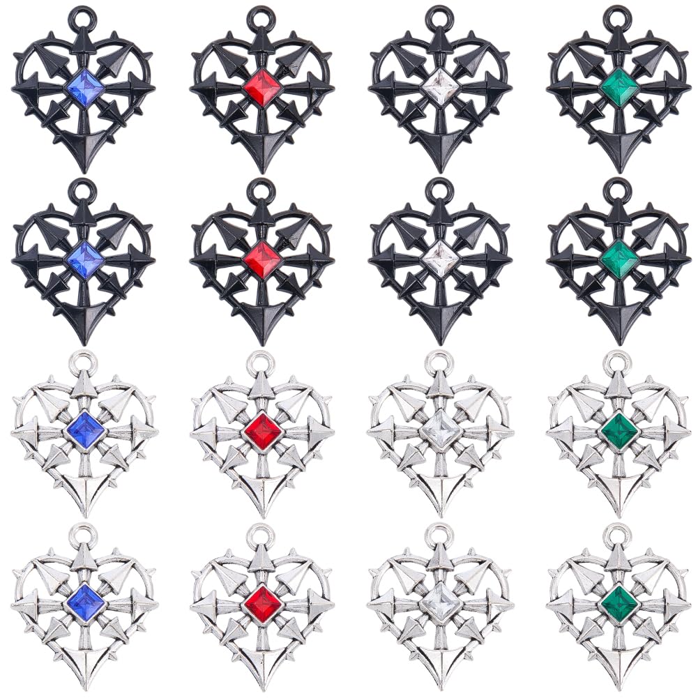 Breloques gothiques pendentifs flèche argenté et résine noire 16 pièces