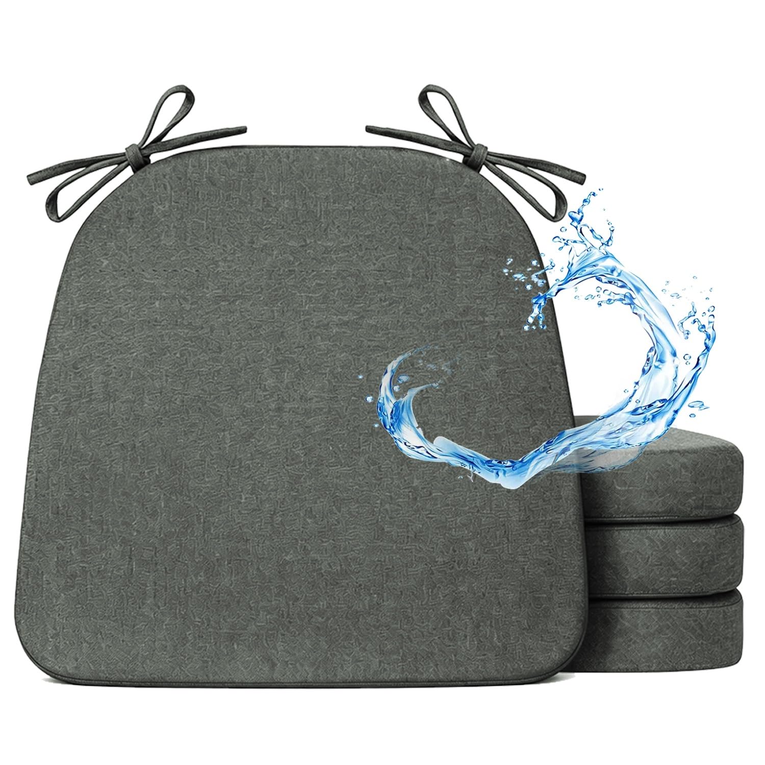 Cafusesdd Cafusedd 4-Psc Outdoor Chair Cushion Covers Waterproof, Anti-Slip with Ties Dining Chair Covers, Patio Chair Cushions for Patio Furniture/Indoor(DarkGray,20''*18'')