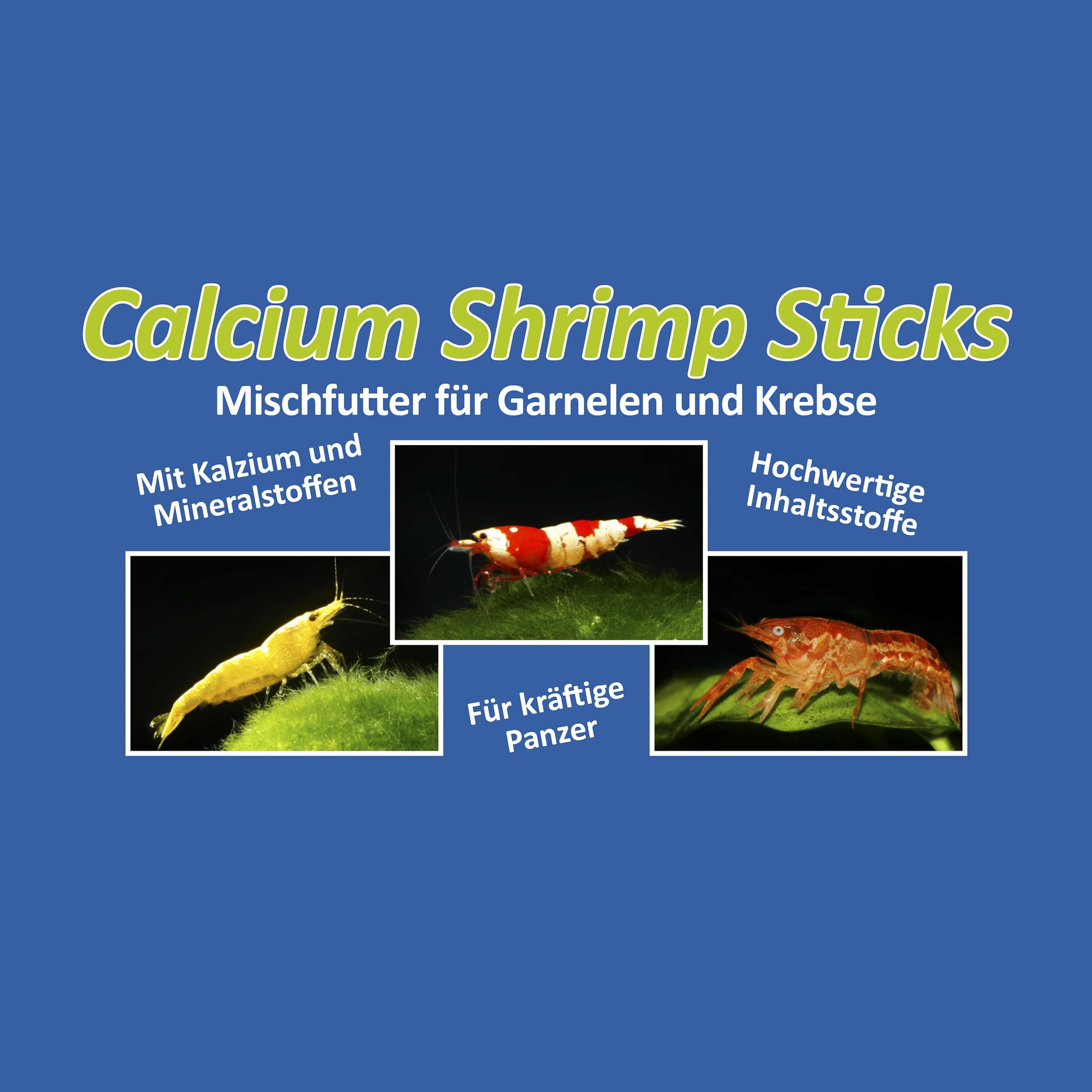 Calcium Shrimp Sticks - Futtersticks für Garnelen, Krebse und Zwerggarnelen. Mischfutter mit Kalzium für kräftige Panzer