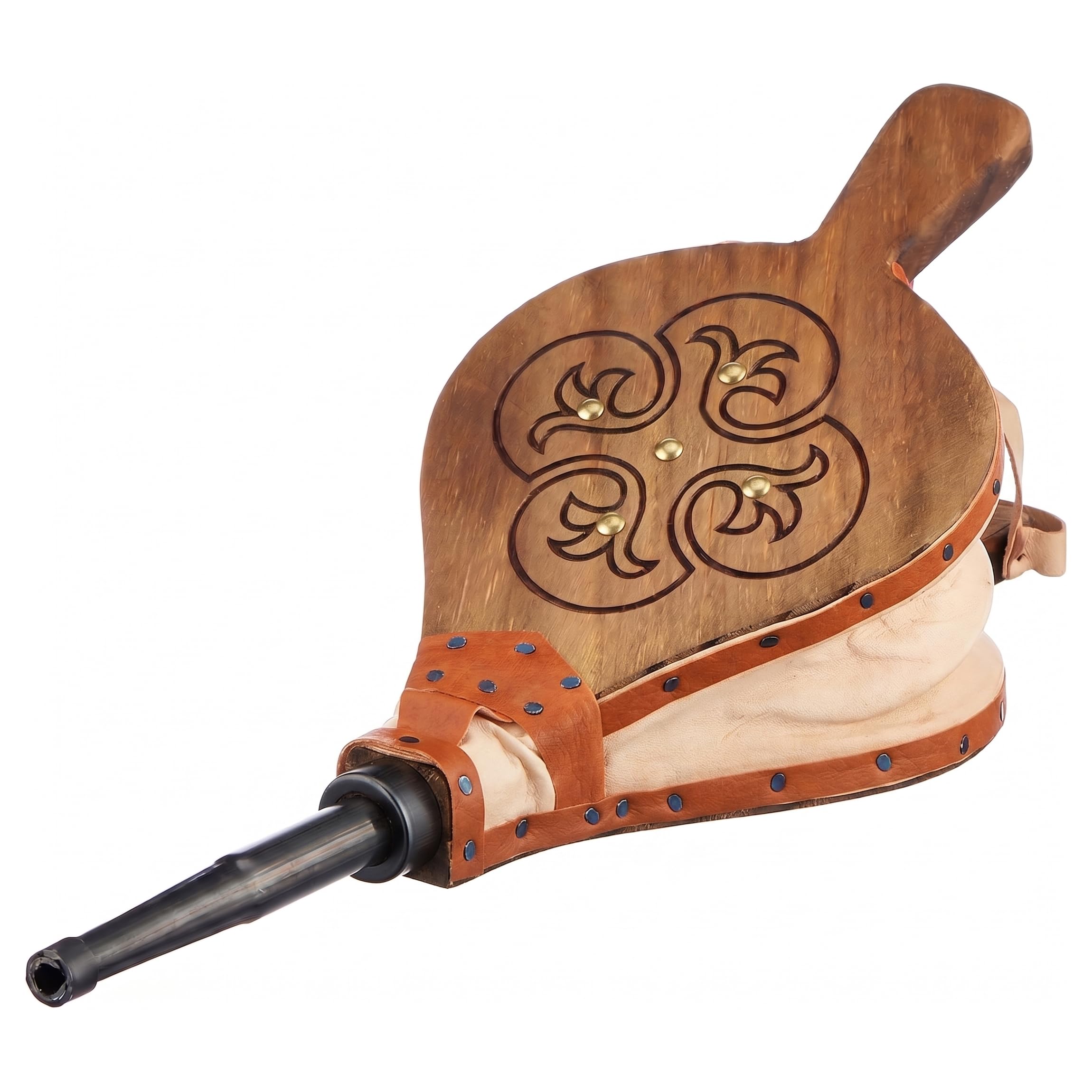 MGE - Soffietto Manuale per Camino e Barbecue - Soffiatore Camino e Barbecue - Mantice in Legno Naturale - Accessori, Utensili a Legna - 43 cm