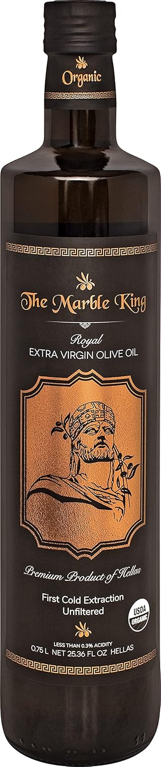 The Marble King - Organic Extra Virgin Olive Oil - First Cold Extraction - Unfiltered (500 ml / 16.9 fl oz)