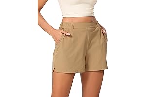 ODODOS Women's Tan Stretch Woven Relaxed Shorts: The Epitome of Summer Comfort