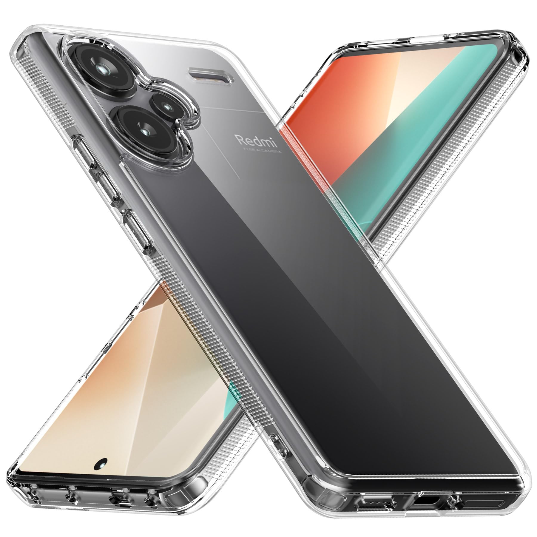 Anoowkoa Case For Xiaomi Redmi Note 13 Pro /Note 13 Pro Plus 5G TPU And Clear PC Hybrid Hard Acrylic Slim Phone Case Clear Ultra Crystal Transparent Protective Back Cover Flexible Bumper Silicone