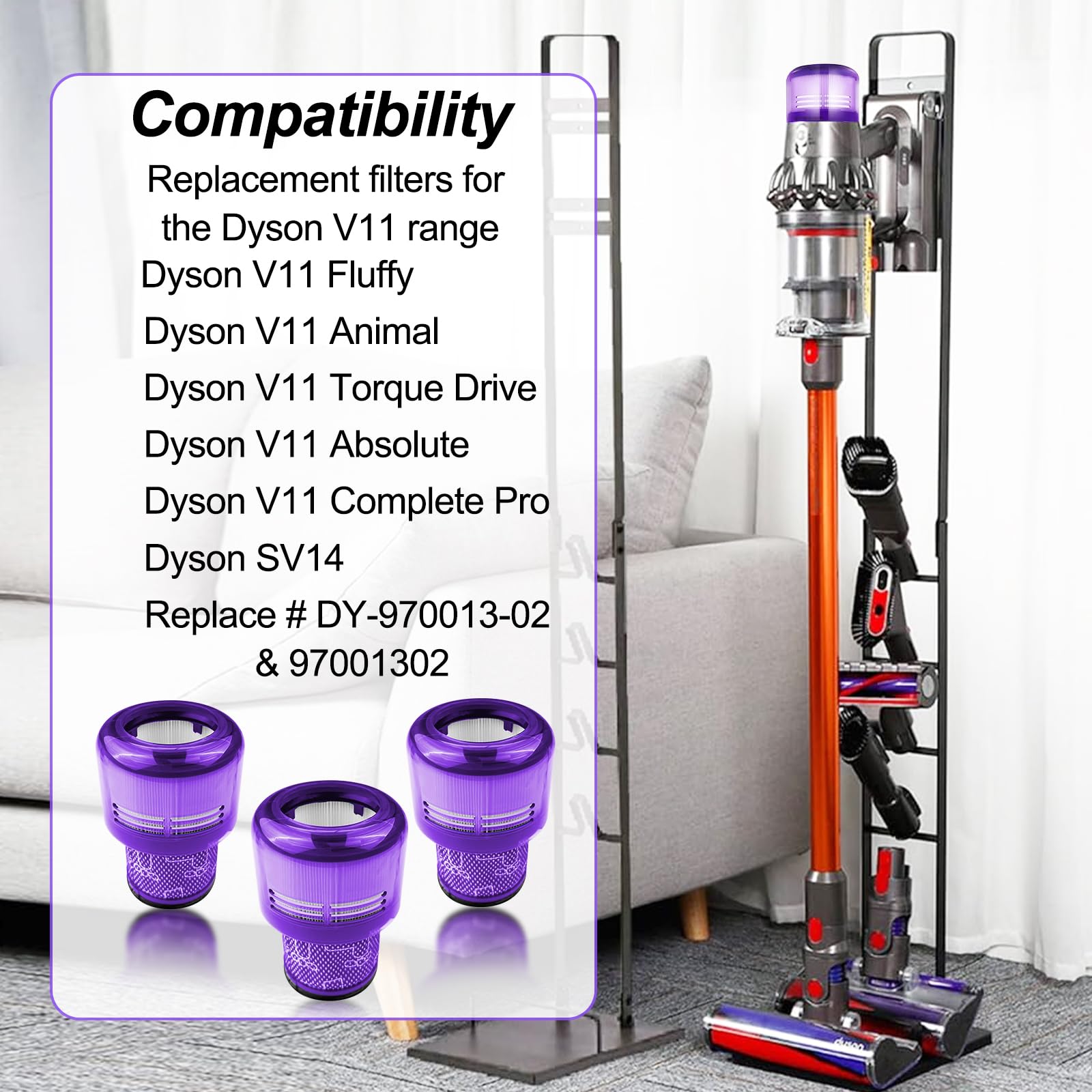 Fousenuk 3 filtry dyson kompatybilne z Dyson V11 V15 SV14, filtr nasadowy, absolutny dodatkowy filtr, nadający się do prania, filtr do odkurzacza Animal Torque Drive, część zamienna, nr 970013-02