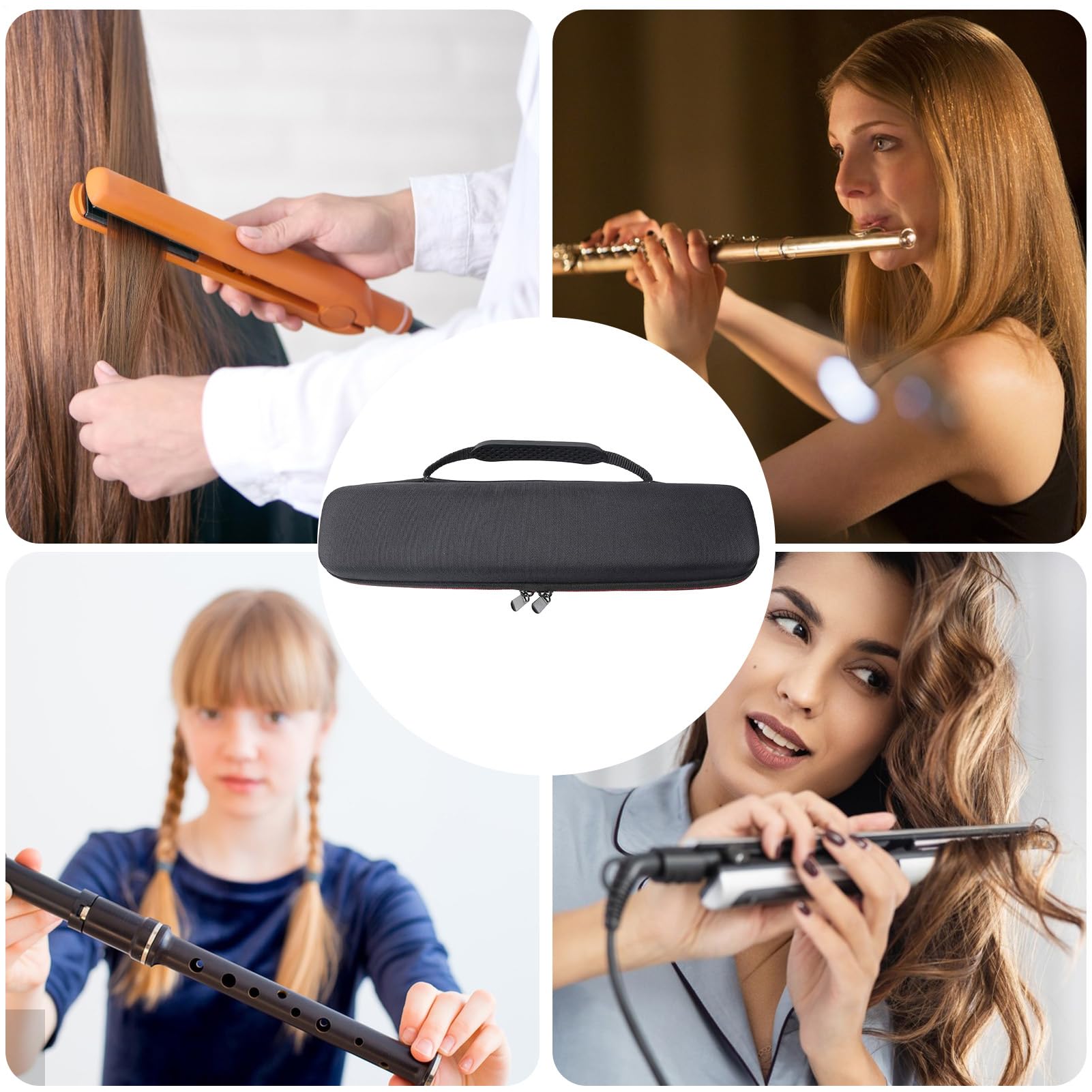 Étui pour flûte à bec – 35,5 x 9 x 6,5 cm, sac de rangement de protection, flûtes à bec soprano et alto, pochette souple zippée | Avec poignée, étuis légers pour instruments de musique, pour l'école o