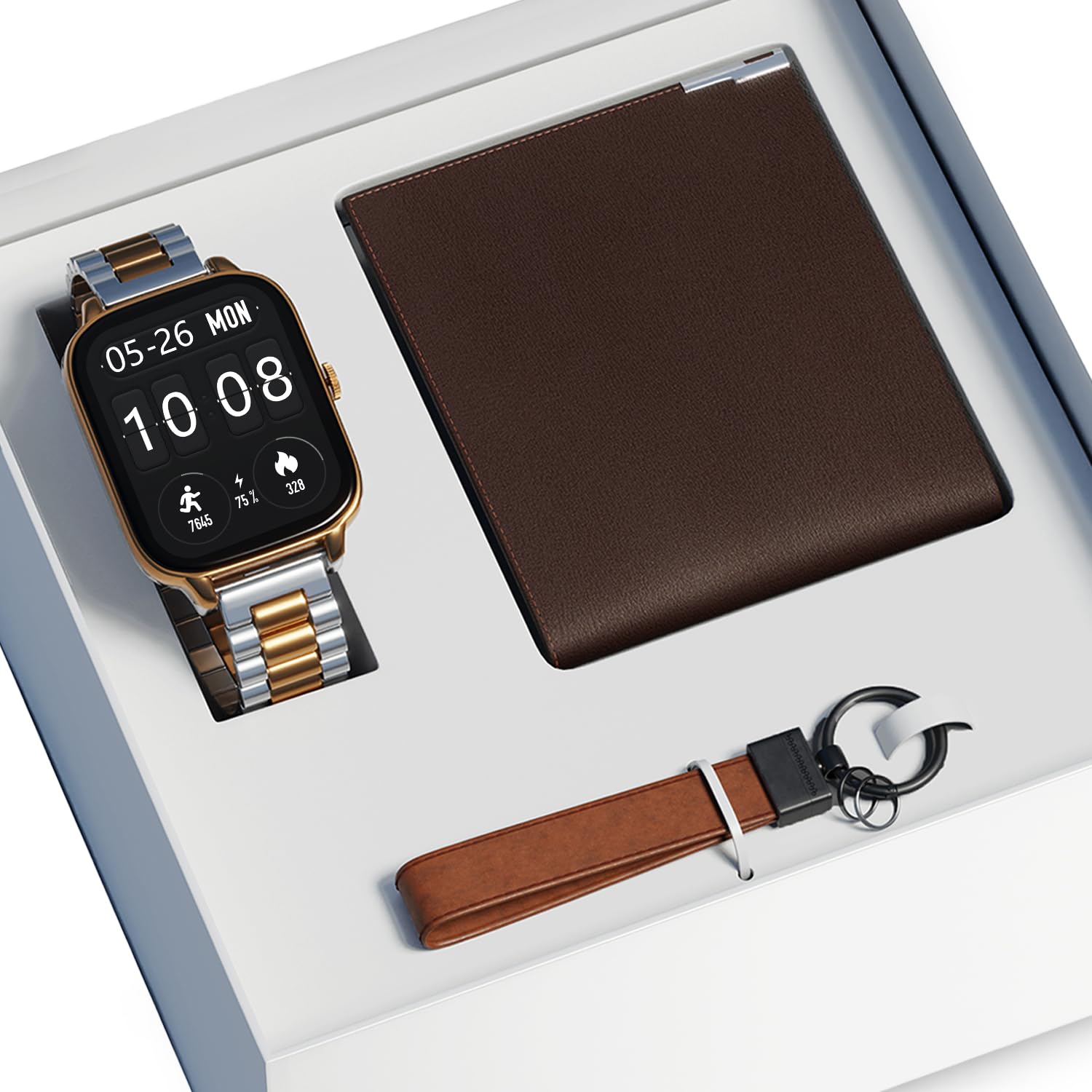 Vibez Elite Luxury Smart Watch for Men & Gift Box- Premium Stainless Metal Straps,1.83" HD Display, 60 Sports Mode, BT Calling Smartwatch for Man-Ideal Gift for Men (Key Chain & Wallets for Men)