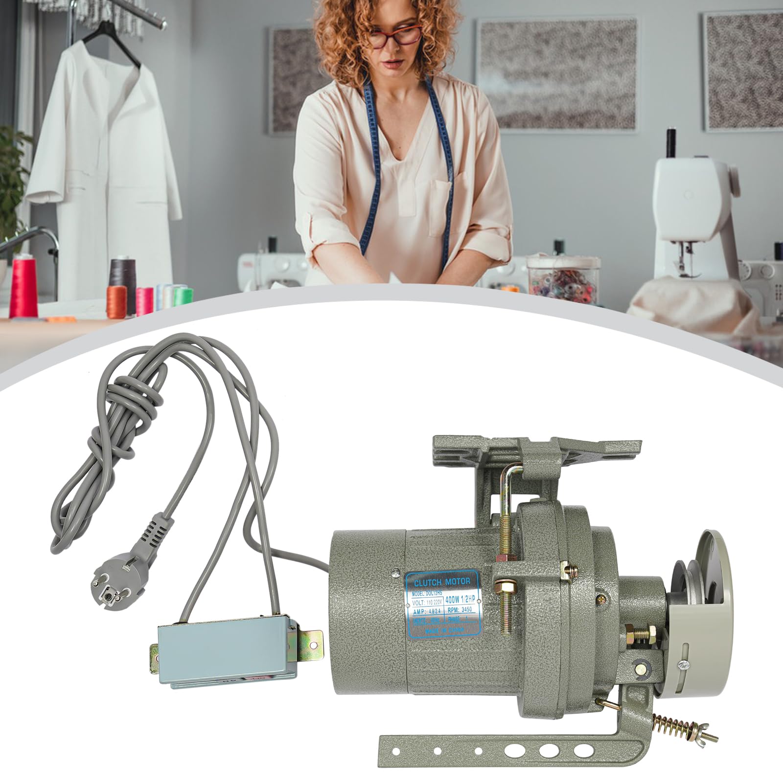 Motor de embrague 220 V 400 W, 2850 rpm, motor de embrague de cobre y aleación de aluminio, máquina de coser industrial, motor de máquina de coser eléctrico, silencioso, ahorro de energía, equipo