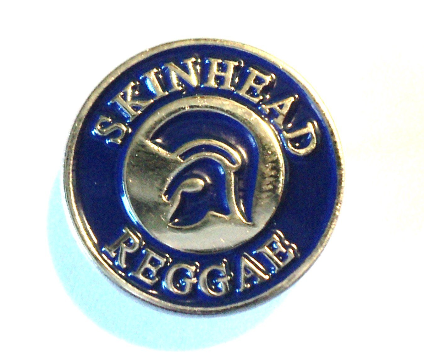 Skinhead Reggae Trojan Helmet Blue MOD Scooter Metal Enamel Badge
