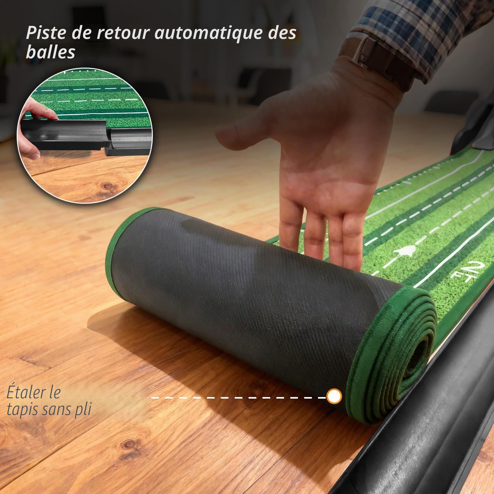 KOFULL Tapis de Putting Entraînement Golf d'intérieur pour la Maison, Le Bureau, l'intérieur et l'extérieur