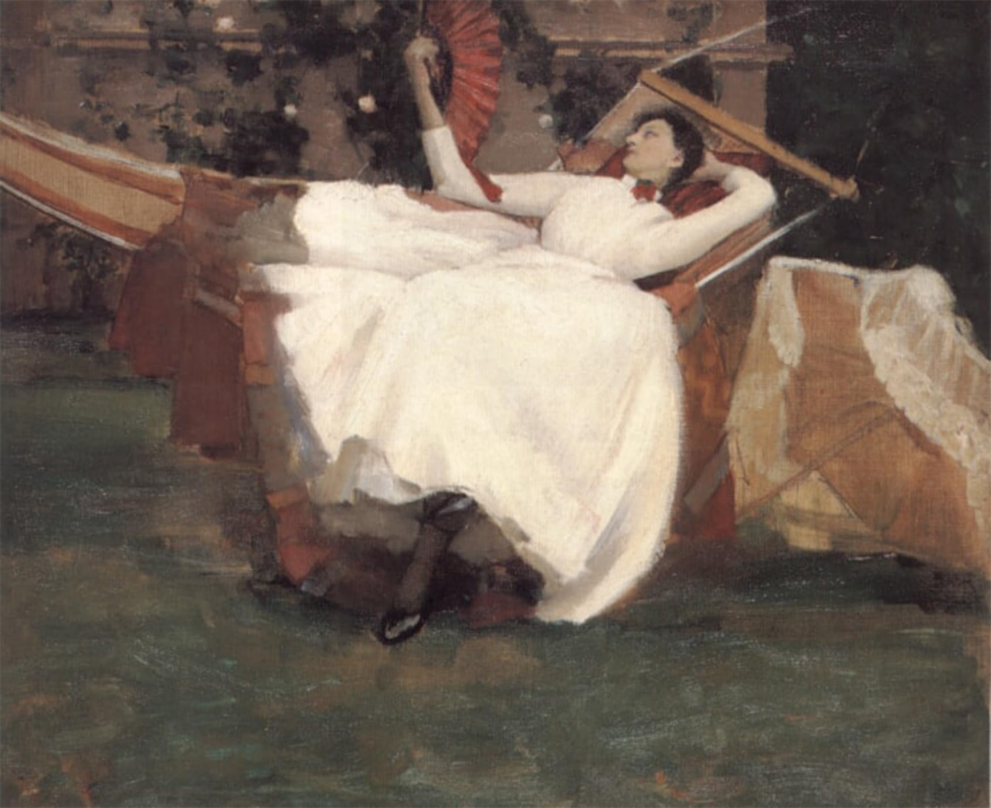 ARTXLXXBN Famous Painting Canvas Artwork Graffiti Print the Red Fan by John Lavery Portrait Canvas Image for Home Decor 60x90cm