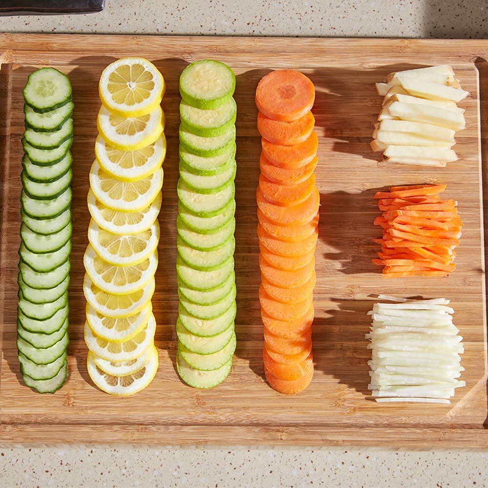 Cortador de mandolina profesional con 4 modos de corte, corte de dados en juliana, seguro y fácil de usar, cortador manual de alimentos para chefs y uso doméstico (verde)