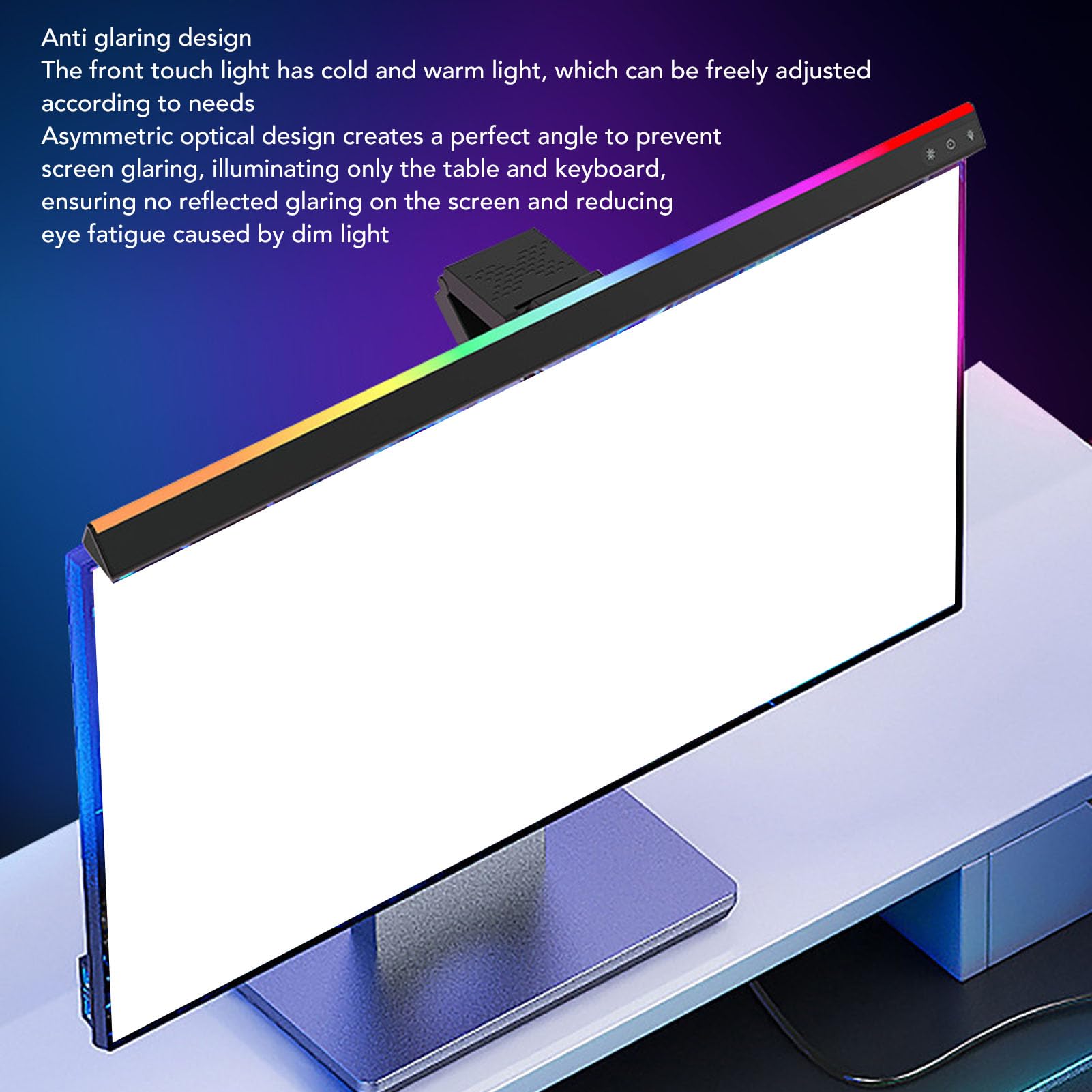 Barre Lumineuse pour Écran, Barre Lumineuse pour Ordinateur avec Rétroéclairage RGB, 5 Températures de Couleur et Réglage Continu de l'Intensité, pour un Bureau de Gaming
