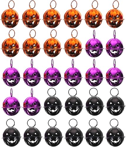 CORHAD 30 campanas de calabaza de Halloween, decoración de Halloween, decoración de Navidad, collares de mascotas, campanas de Feng Shui, collar,