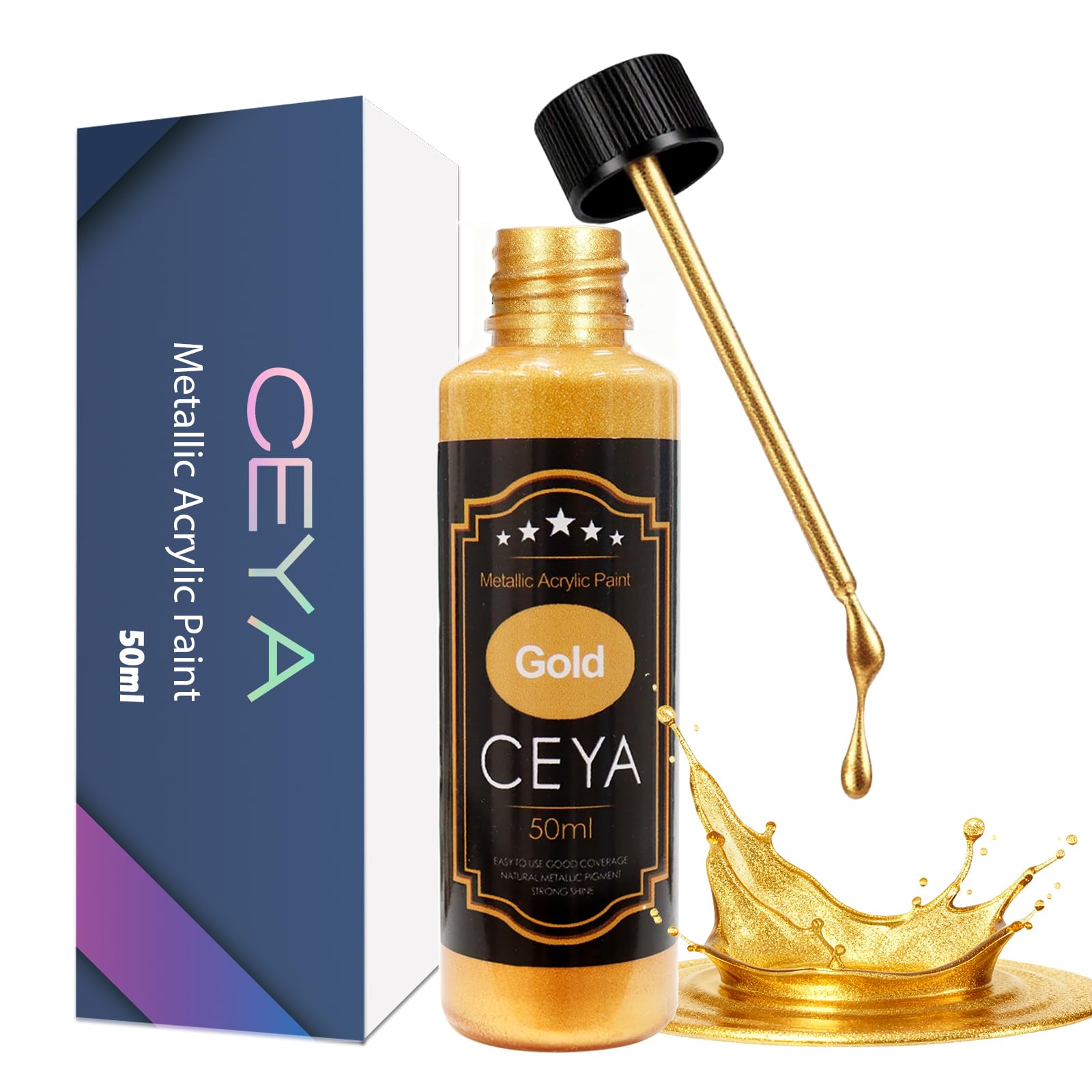 Photo 1 of ceya Liquid Gold Leaf Paint,Alcohol-Based 50ml/1.69oz Acrylic Metallic