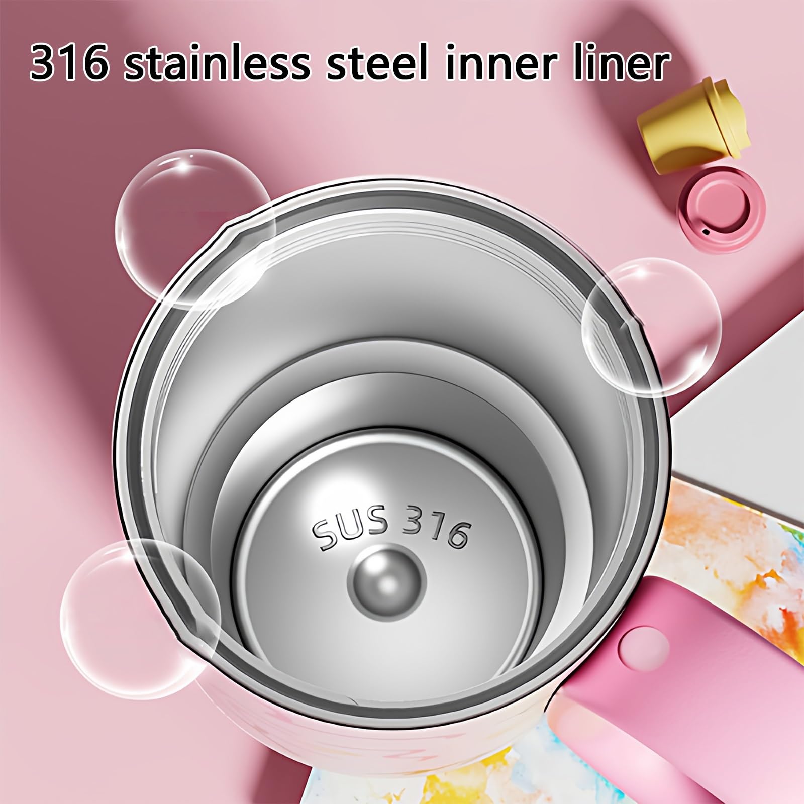 600 ml / 20 oz, Taza Termo, Taza Cafe para Llevar, Antifugas y Duradera, Fácil de Limpiar, Regalo Ideal Tanto para Hombres Como para Mujeres(Pink)