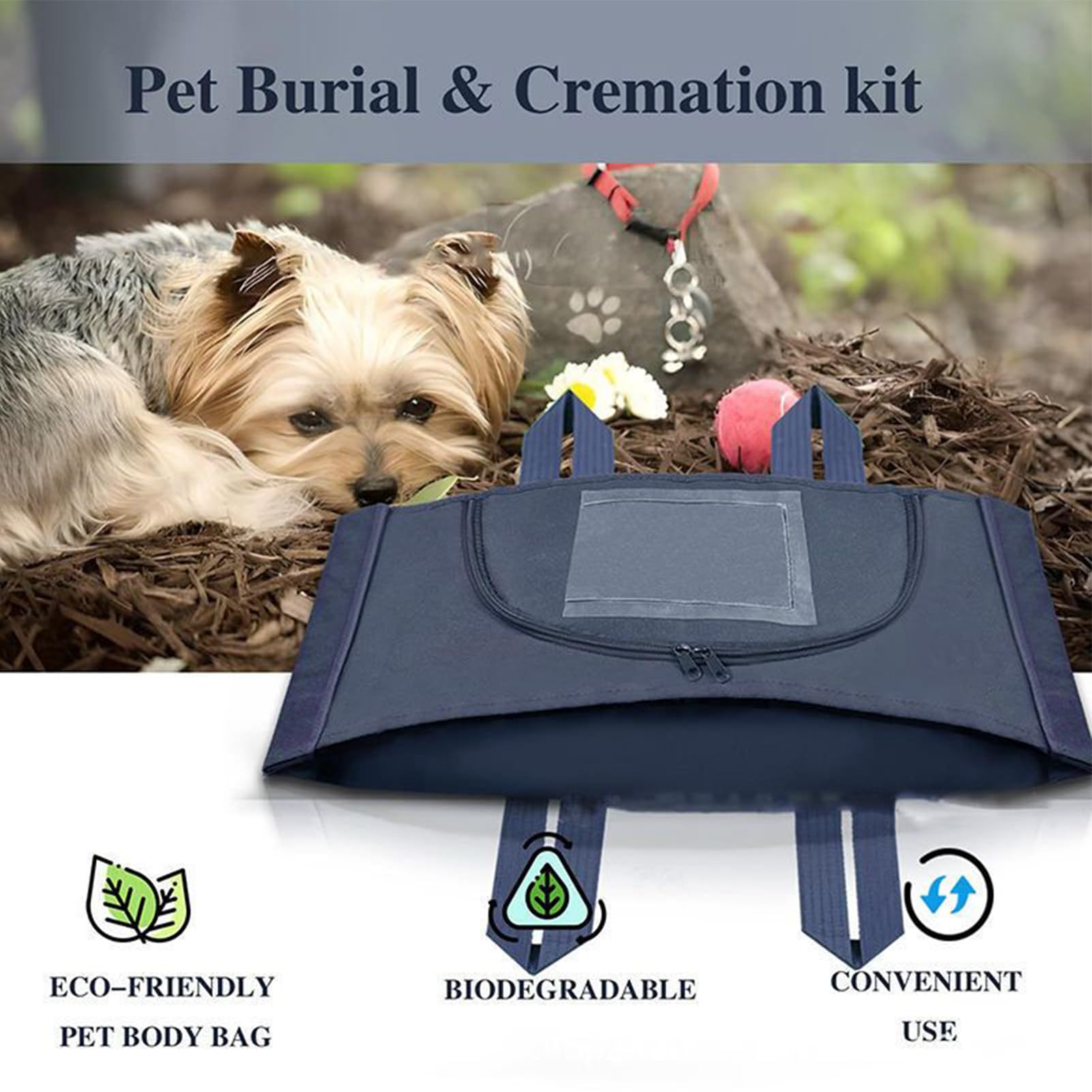 Cercot pour animaux pour l'enterrement - cercueil commémoratif biodégradable pour chiens et chats, avec des poignées pour les funérailles, le transport ou la tenue temporaire. Ajustement petit, moyen