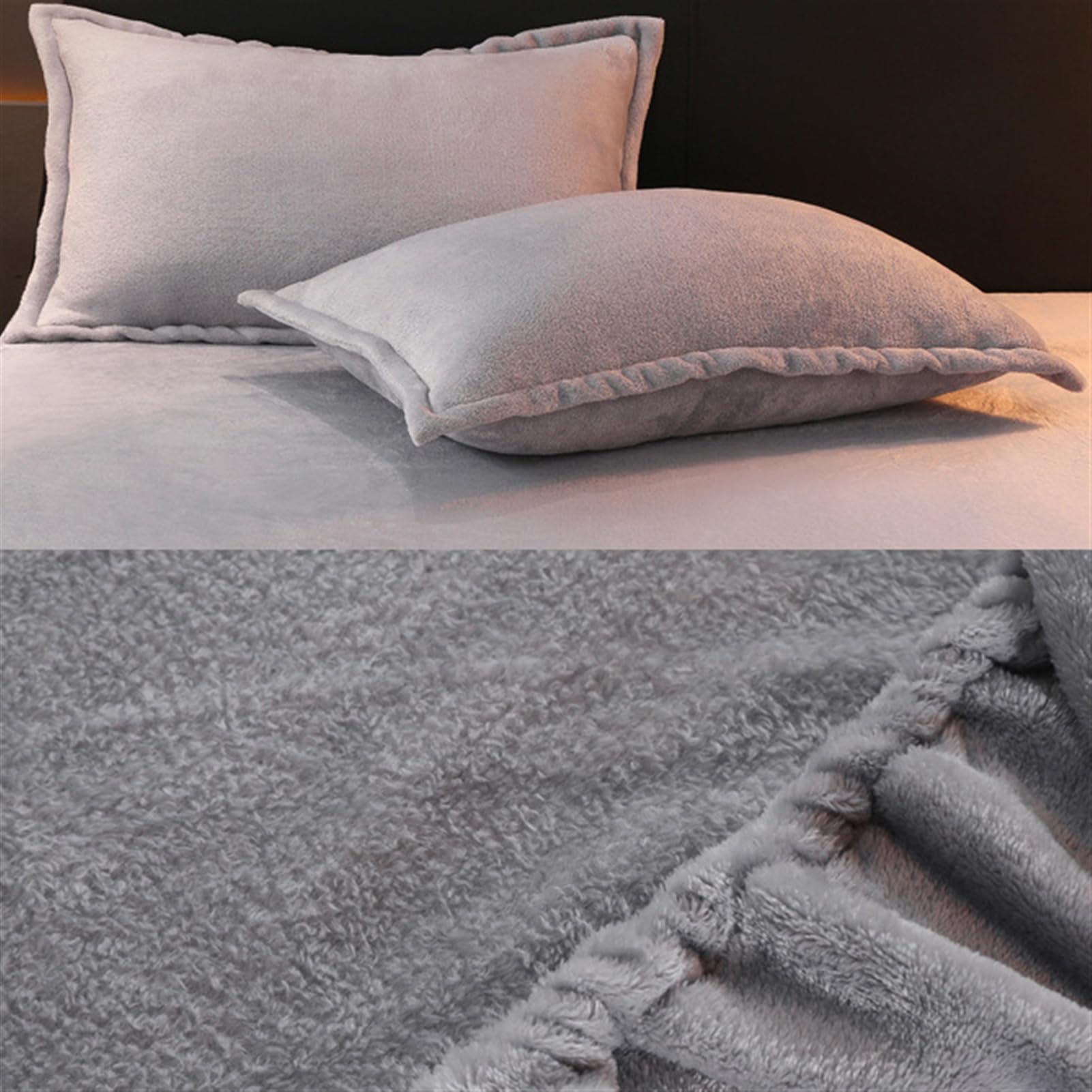 Sábana Bajera Ajustable de Franela 120 x 200 cm Suave Microfibra a Prueba de Polvo Elástica Lavable a Máquina para Colchón 28 cm de Altura, Gris Claro
