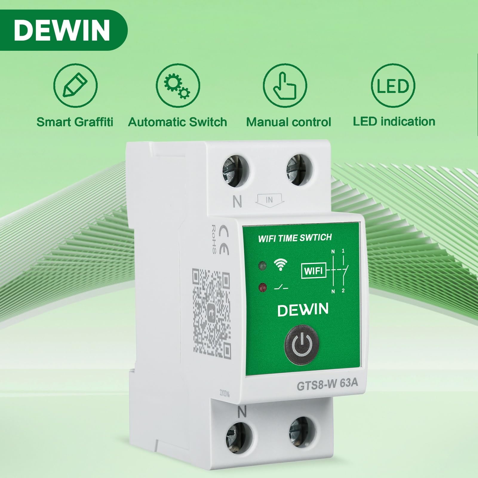 Minuteur WiFi Intelligente, 2P 63A 220V Minuterie Programmable WiFi Rail DIN Horloge Modulaire Connectée WiFi Compatible avec Le contrôle à Distance Via l'app Tuya