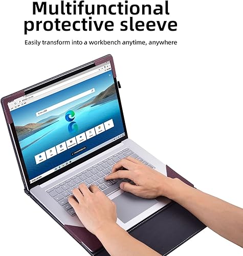 Miniatura 9 de Funda para Surface Laptop de 654321 15 pulgadas especial, funda desmontable de piel sintética premium para portátil (15 pulgadas, rojo vino)