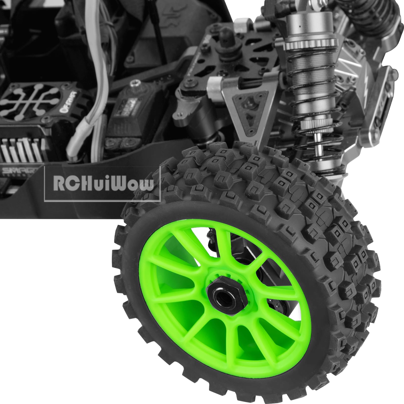RC Buggy Pneumatici 17mm Hex Ruote e Pneumatici per 1/8 Scala Auto Arrm a Typhon 3S 6S, HSP Off-Road, Kyosho MP10, Scala 1/8 RC Buggy Ruote e pneumatici in gomma, Verde